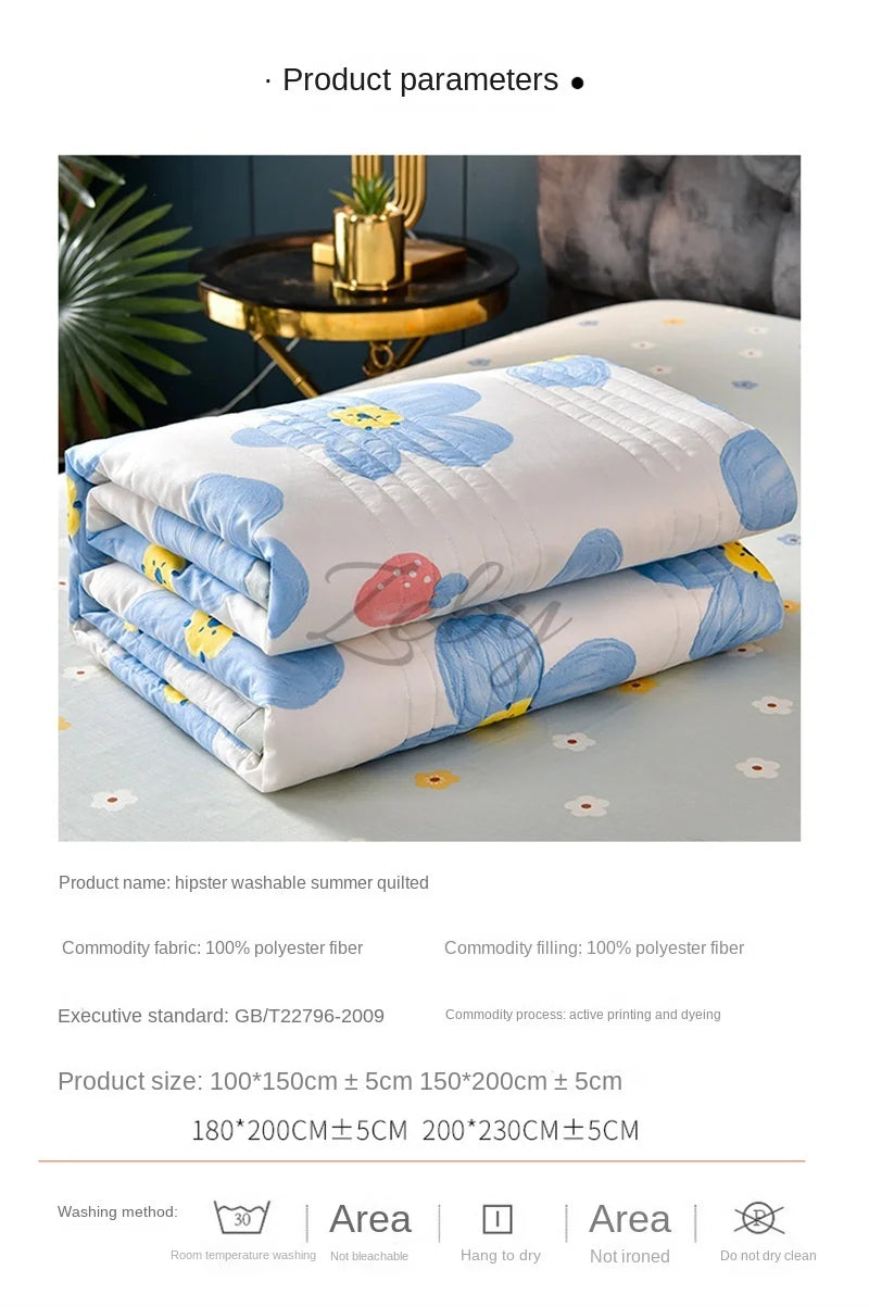 Quilted Spring Summer Quilt | Soft Comfortable Queen Size Blanket