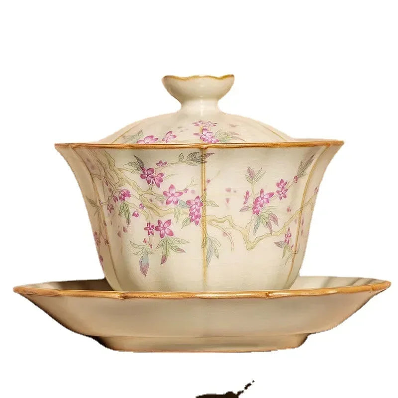 Retro Ceramic Tea Brewing Cup Set | Elegant Anti-Scald Teacup