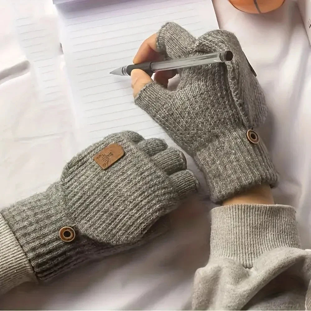 Half Finger Winter Gloves | Convertible Fingerless Mittens for All