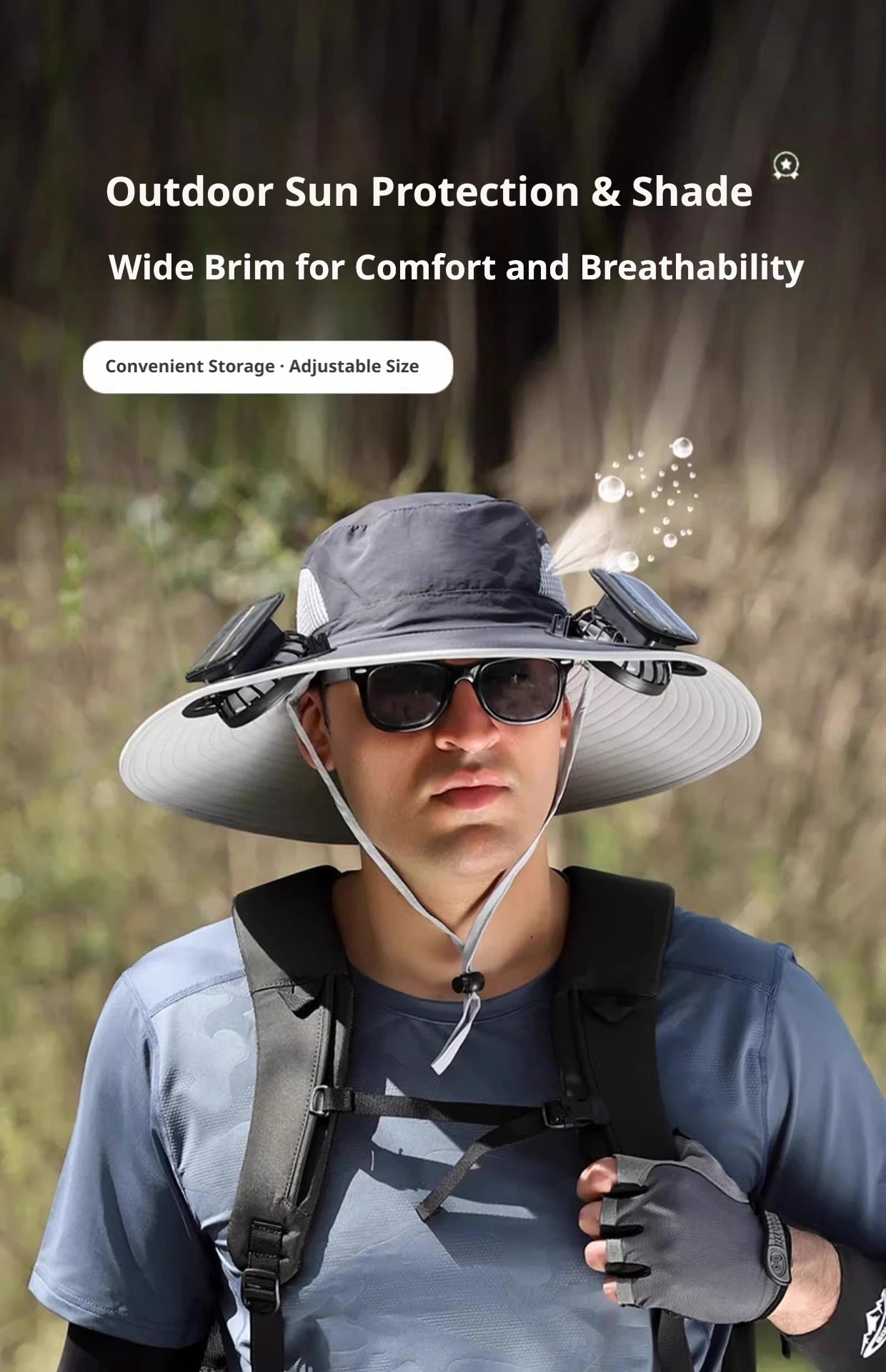 Camouflage Solar Powered Fan Hat | UV Protection Outdoor Gear