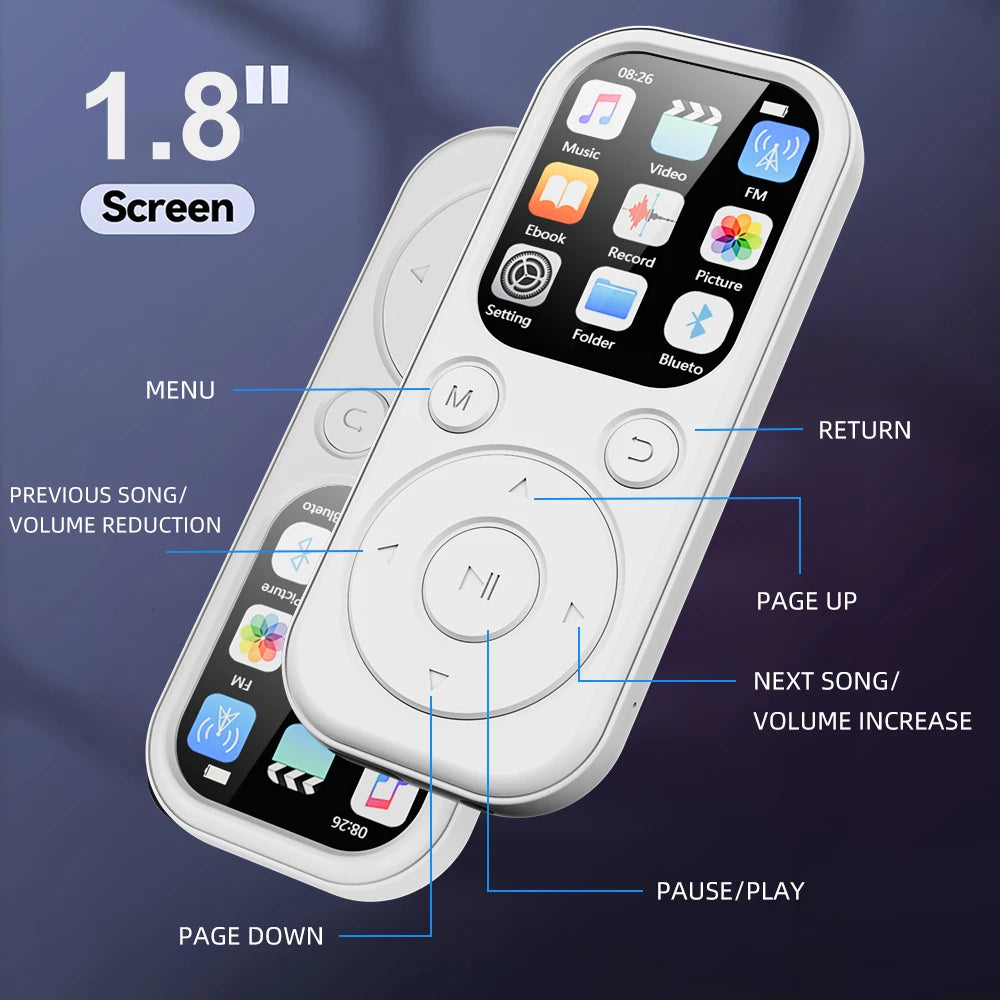Compact MP3 MP4 Music Player | Bluetooth, Alarm Clock & E-Book
