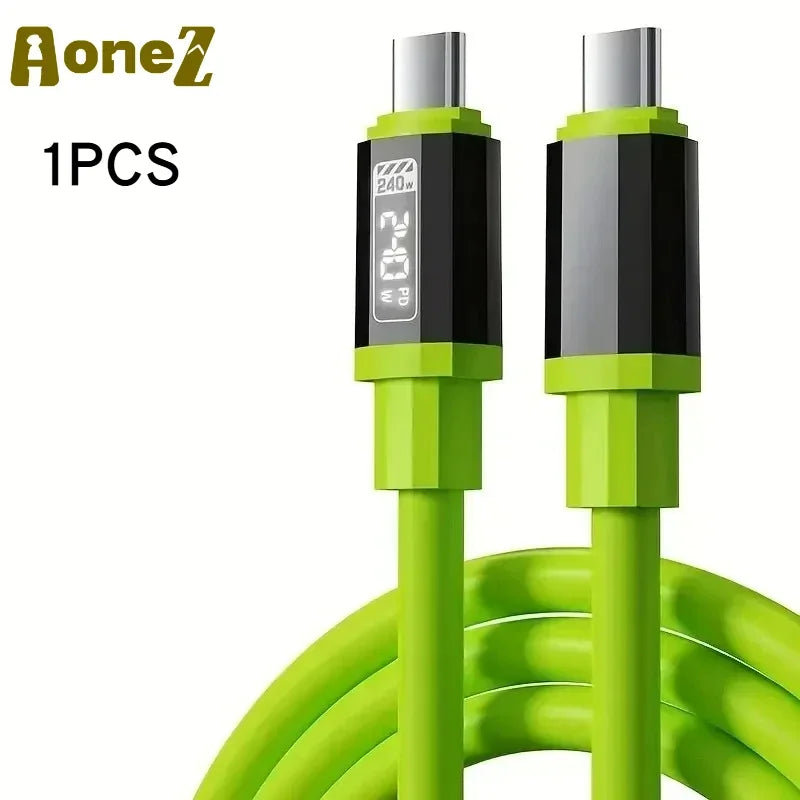 240W Fast Charging USB A C Cable with Power Display | Universal Compatibility