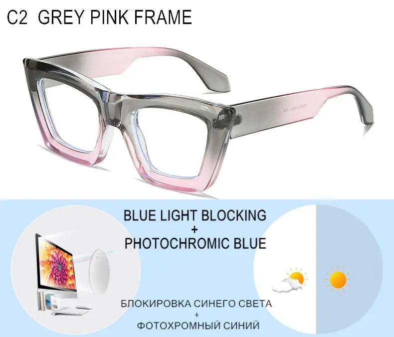 Custom Myopia Glasses | Stylish Butterfly Frame & Blue Light Blocking