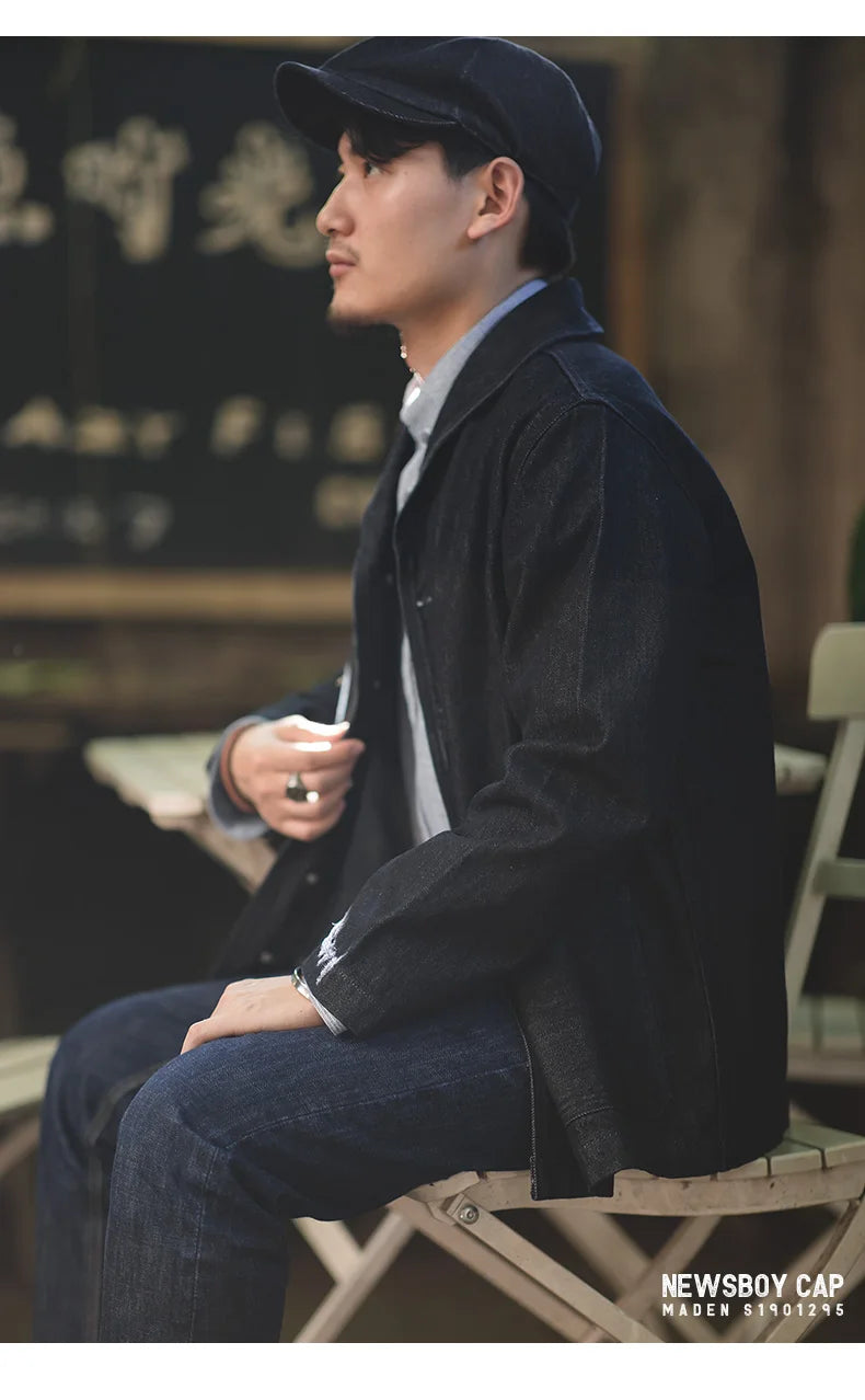 Oversized Men's Denim Newsboy Cap | Vintage Flat Cap for All Seasons