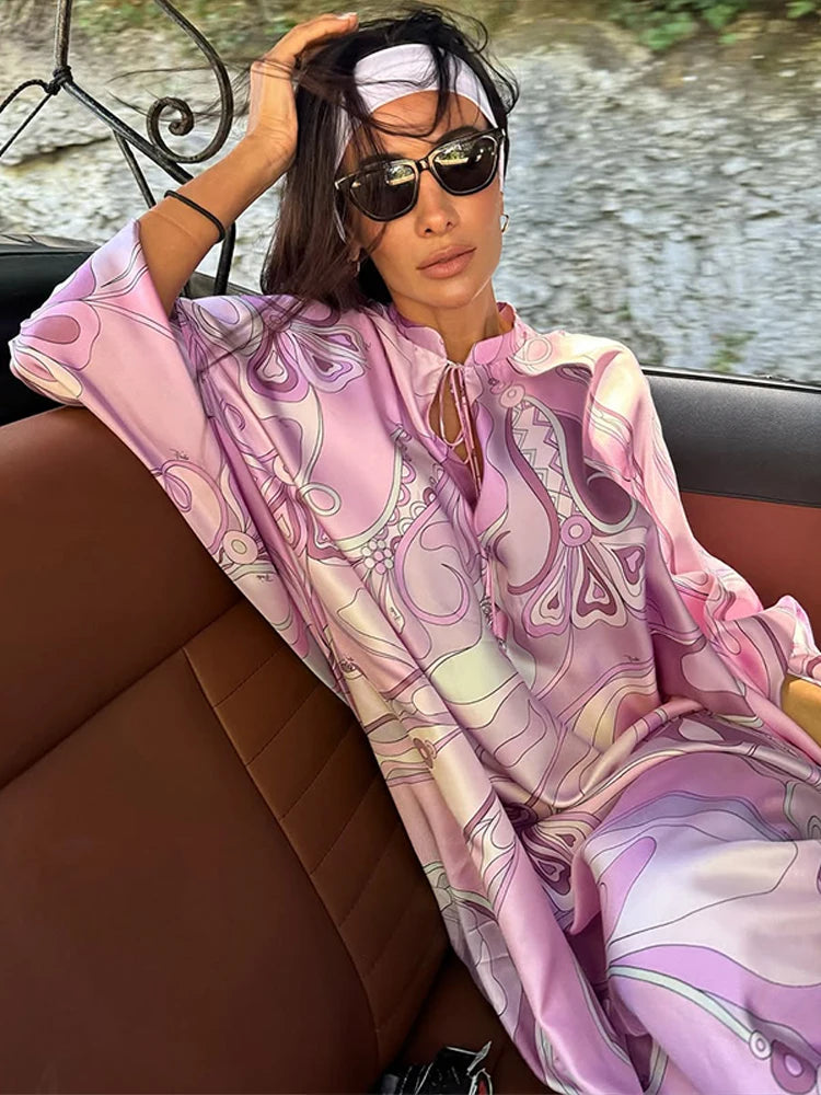 Stylish Oversized Women's Print Kaftan Maxi Dress for Summer