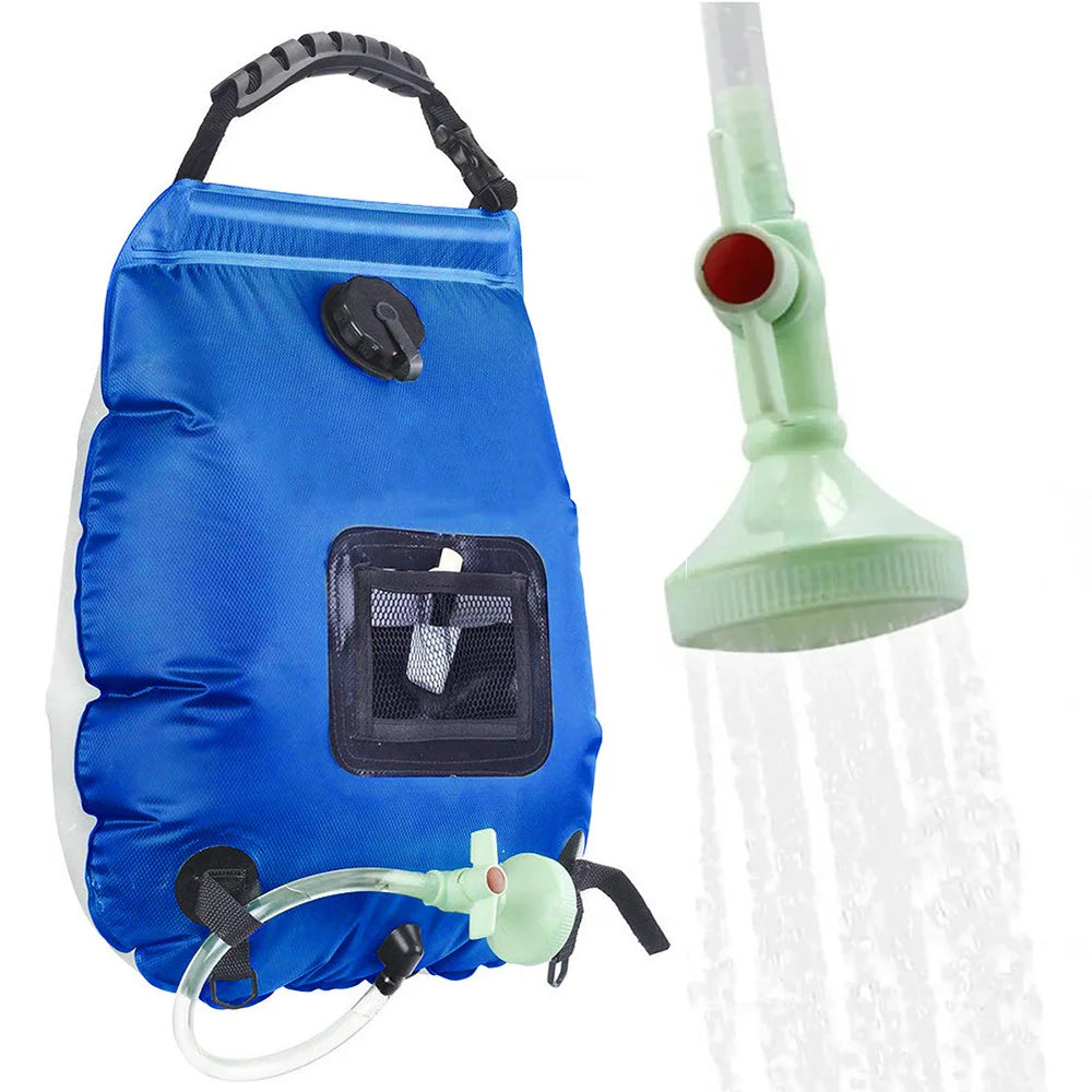 20L Outdoor Solar Shower Bag | Heated Camping Shower with Hose