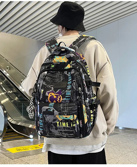 Trendy Personalized Graffiti Japanese Backpack | Large Capacity Book Bag