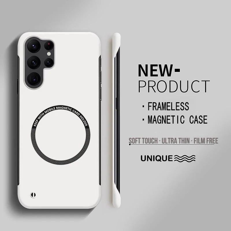 Slim Frameless Phone Case For Samsung S26 S25 Edge S24 S23 FE S22 Plus NOTE 20 Ultra Magsafe Magnetic Matte Cover