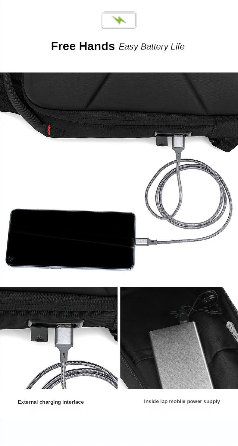 Men's Waterproof Chest Bag with USB Port | Stylish & Lightweight