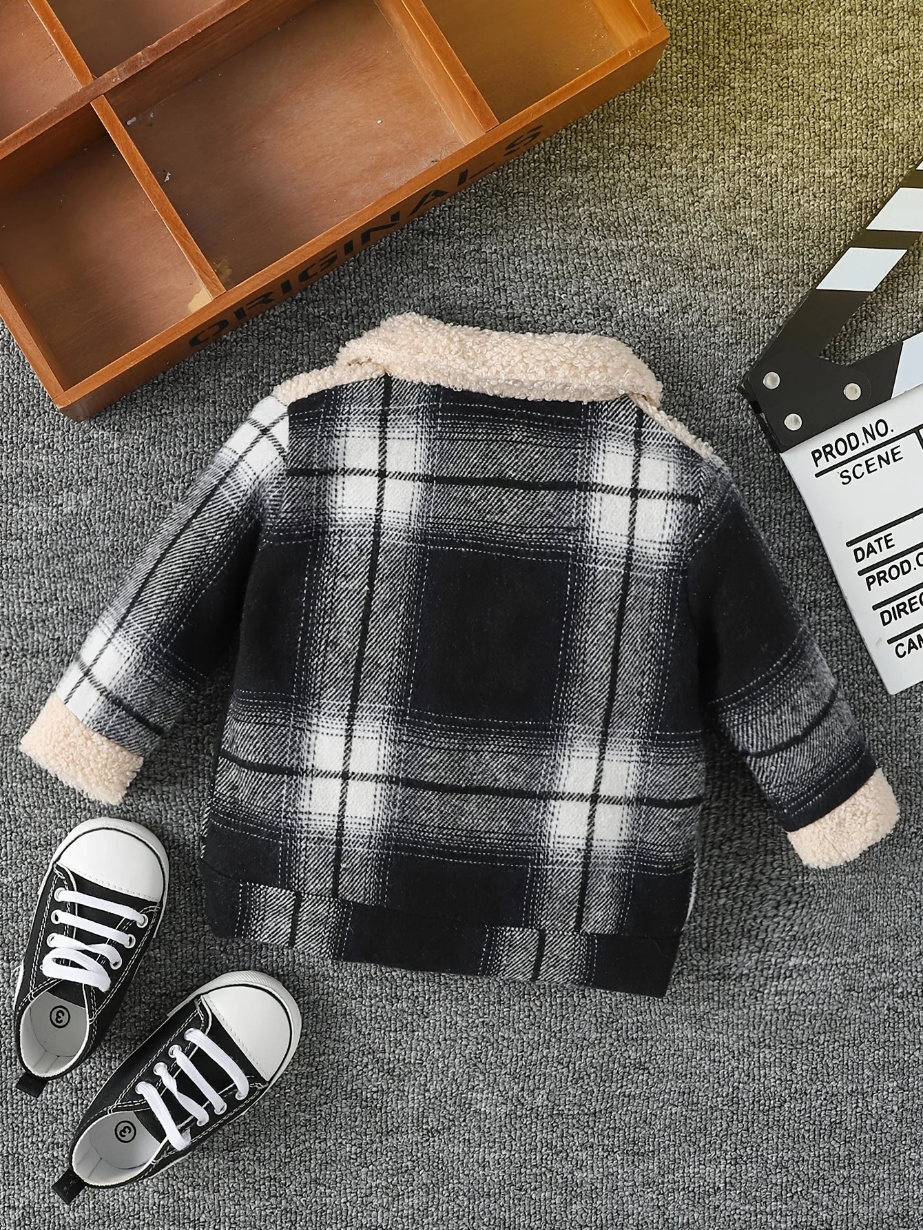 Stylish Baby Boy Plaid Plush Jacket for Cozy Winters