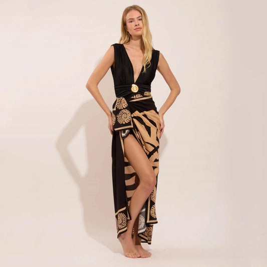 Deep V One Piece Swimsuit | Sexy Shiny High Waist Swimwear