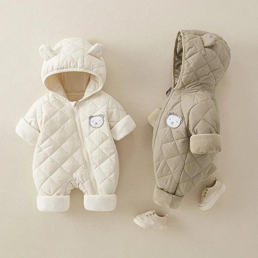 Cozy Quilted Romper for Baby | Warm Autumn Winter Toddler Onesie