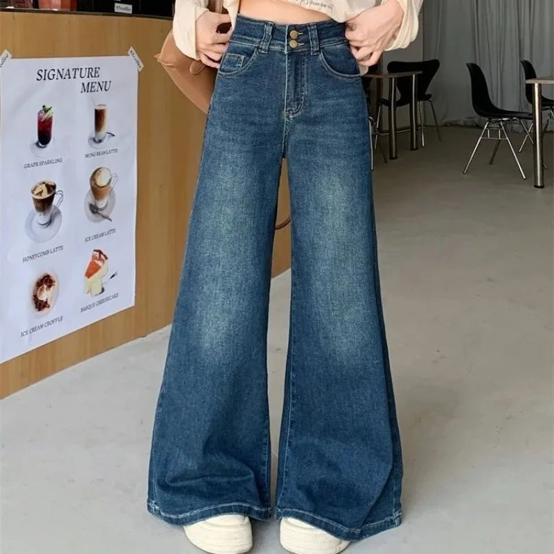 High Waist Loose Fit Wide Leg Jeans | Comfortable Denim Trousers