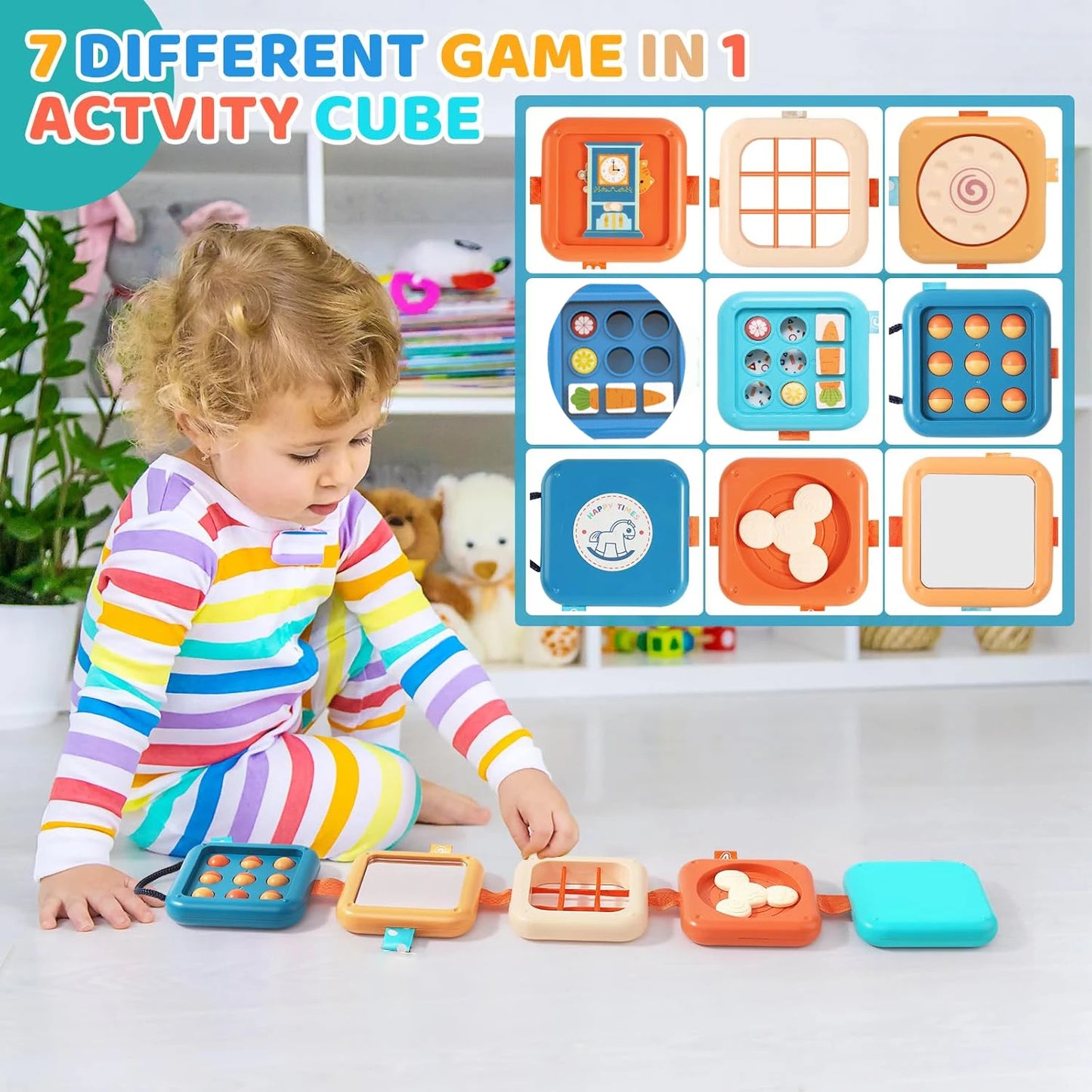Montessori Busy Board Activity Cube | Sensory Toys for Kids 1+