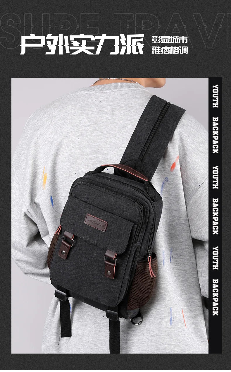 Multifunctional Canvas Chest Bag | Sleek Travel Companion