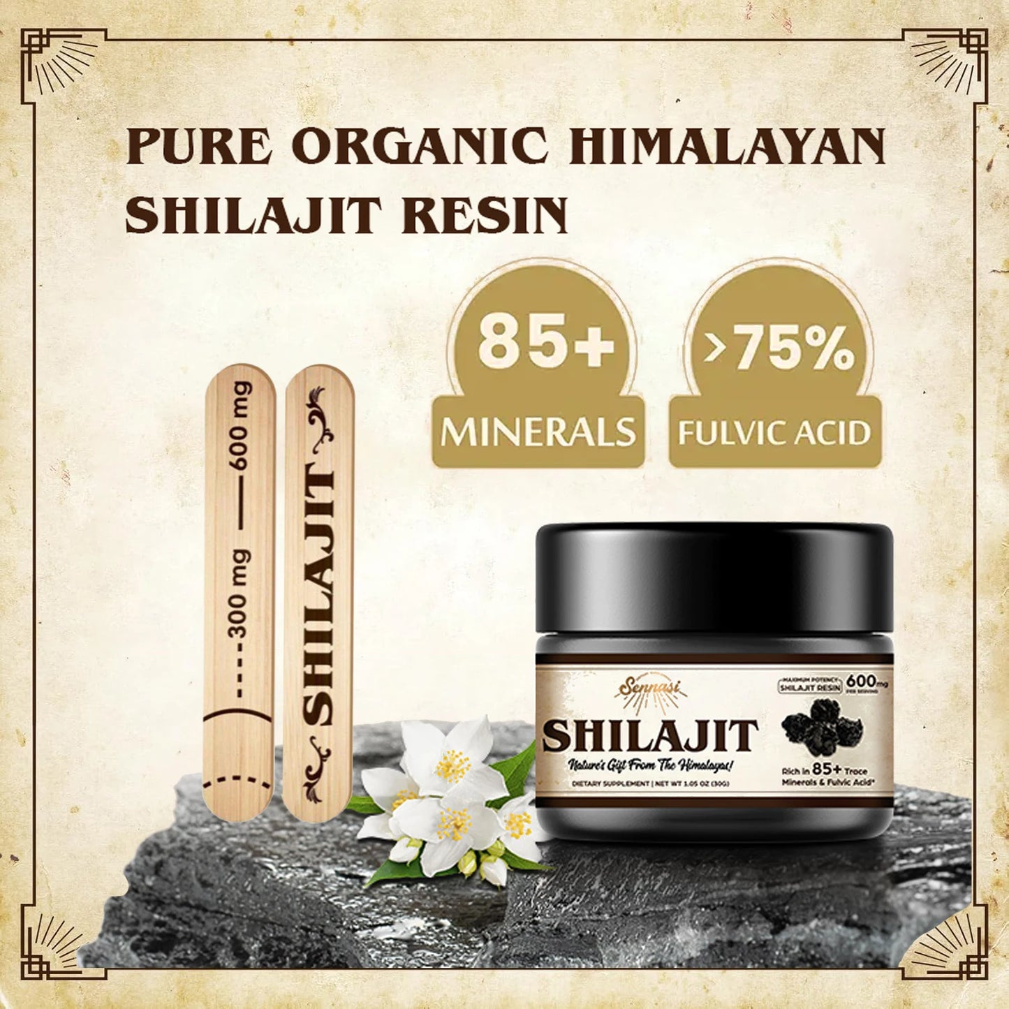 Pure Himalayan Organic Shilajit Resin | Maximum Potency 600mg