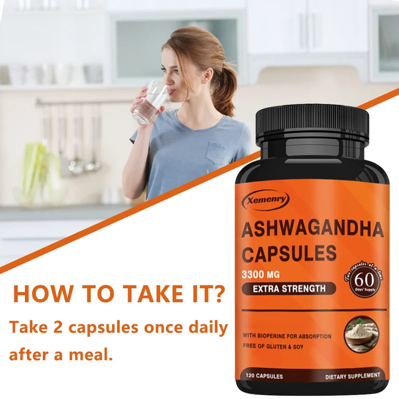 Ashwagandha Capsules for Brain Support & Stress Relief - 120 Count