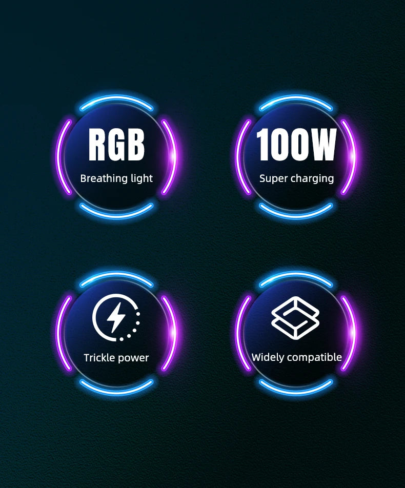 RGB Fast Charging Cable | 120W 6A USB Type C with Ambient Light