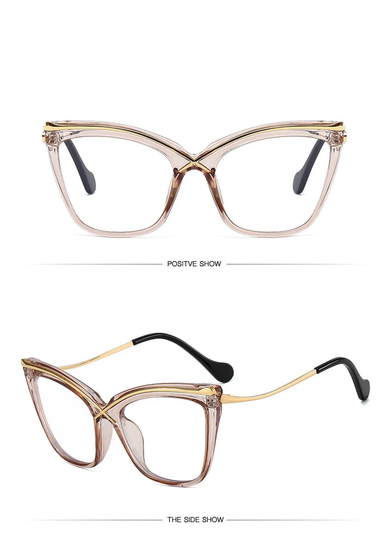Trendy Oversized Cat Eye Eyeglasses | Vintage Blue Light Blockers