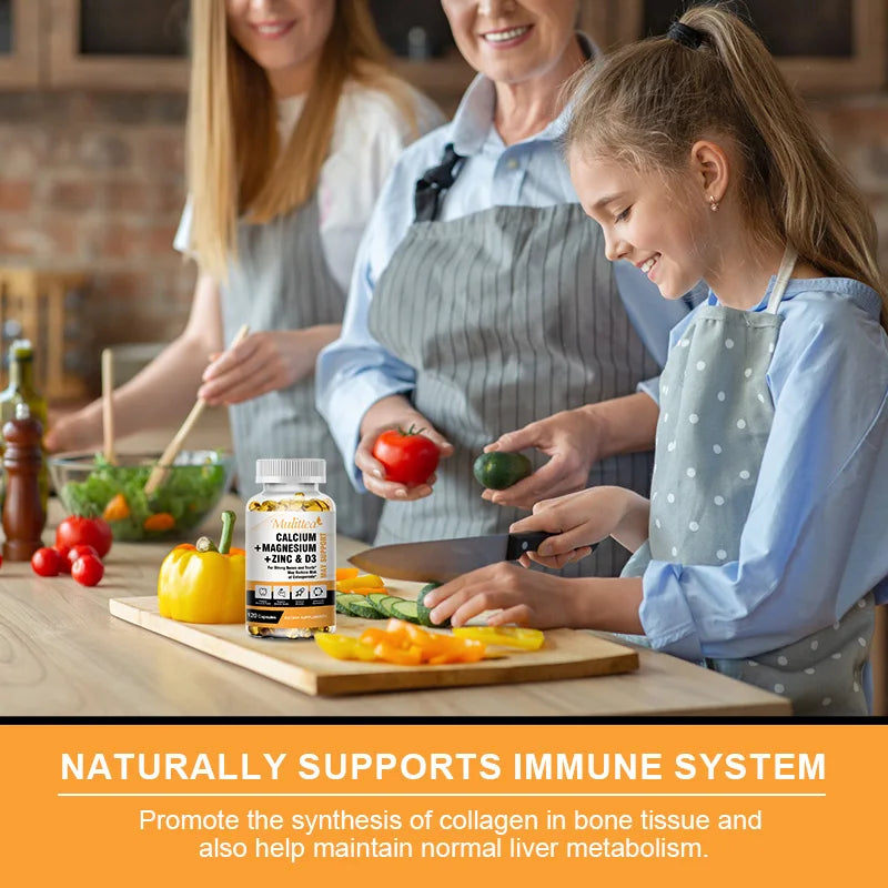 Calcium Magnesium & D3K2 Capsules for Bone and Immune Support