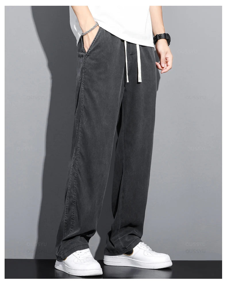 Men's Summer Loose Fit Soft Lyocell Jeans | Casual Comfort Trousers