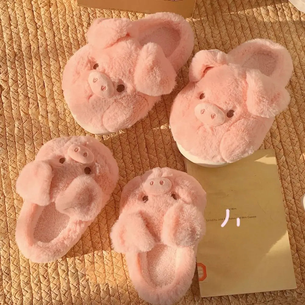 Cute Pig Plush Slippers for Kids | Adorable Winter Indoor Shoes