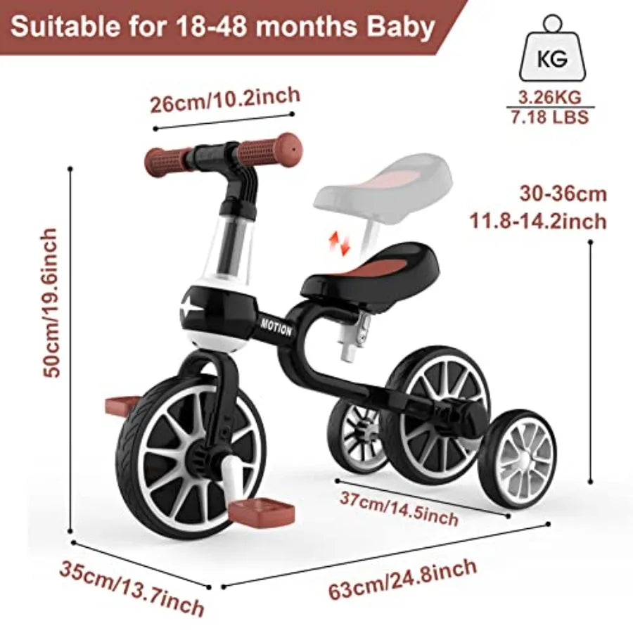Adjustable Pink 3 in 1 Toddler Tricycle | Fun & Safe Ride for Kids
