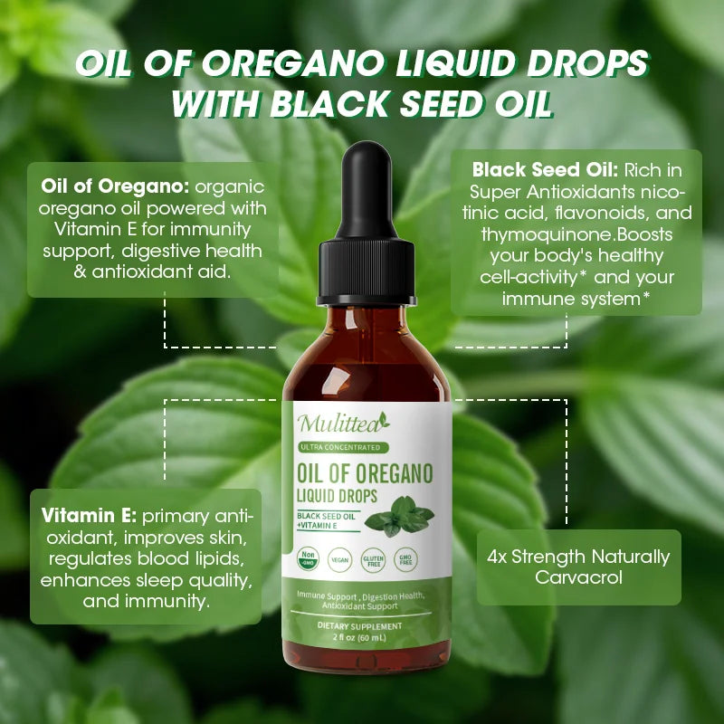 Organic Oregano Oil Drops with Black Seed & Turmeric Support