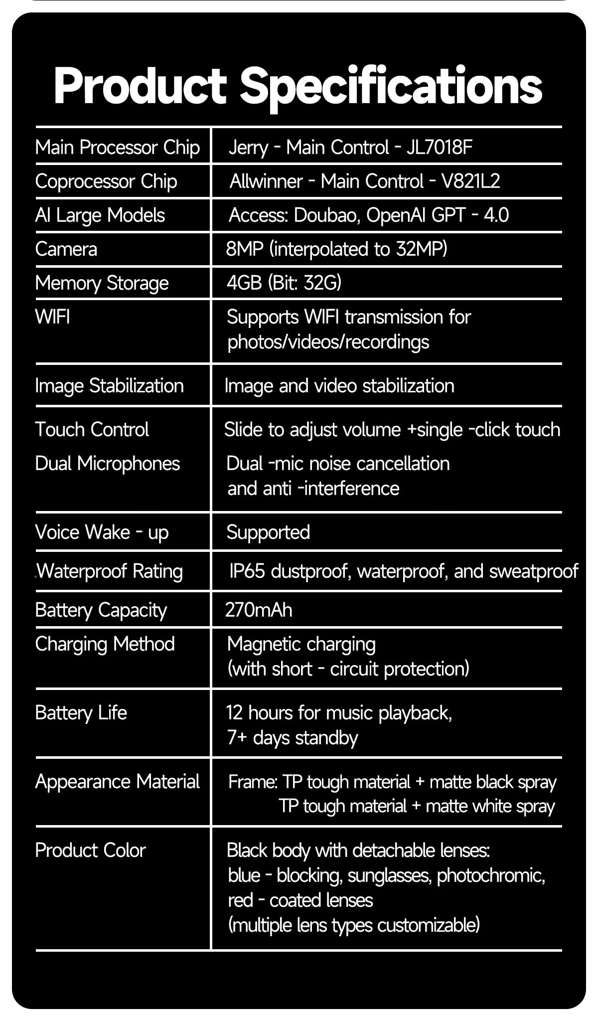 AI Smart Translation Glasses | 8MP Camera, Bluetooth & Voice Control