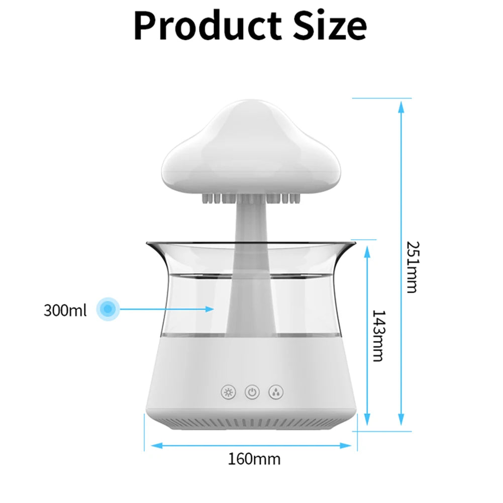300ml Colorful Mushroom Cloud Humidifier & Night Light