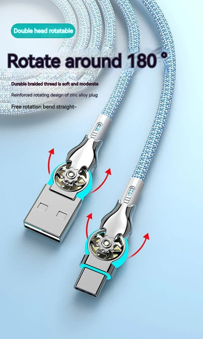 Fast Charge USB A to C Cable | 180 Degree Rotatable Durable Cord