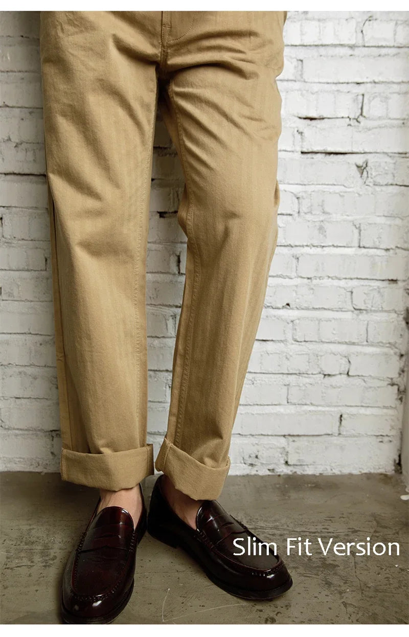 Men's Herringbone Cotton Gurkha Pants for Casual Style