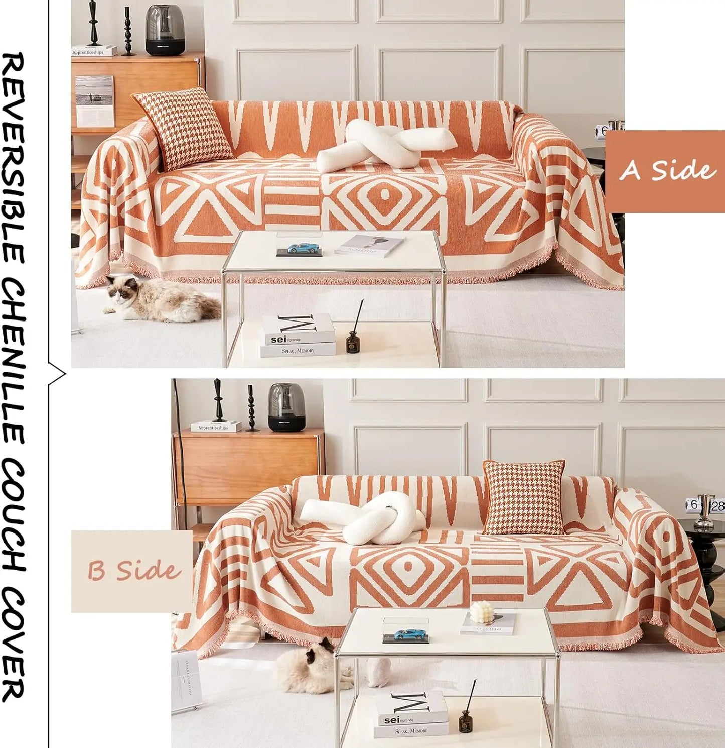 Stylish Boho Sofa Covers | Chenille Couch Cover for Pets