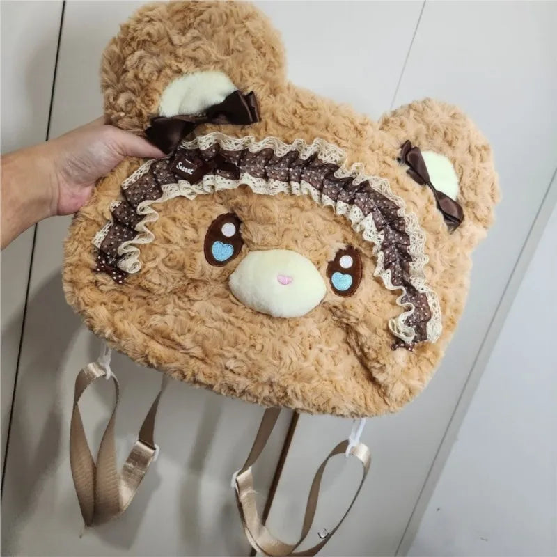 Cute Big Face Bear Plush Backpack | Spacious Women's Bag
