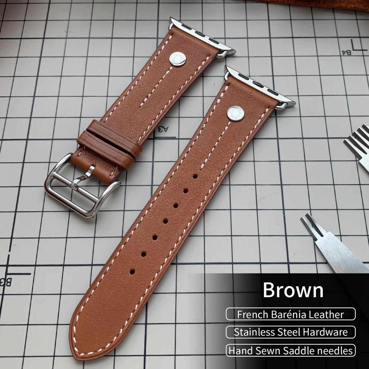 High-Quality Calfskin Leather Single Tour Band for Smartwatch