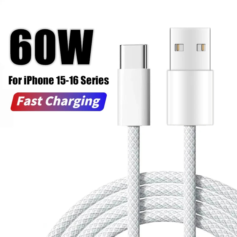 60W USB C Charging Cable | Fast Braided Cable for iPhone