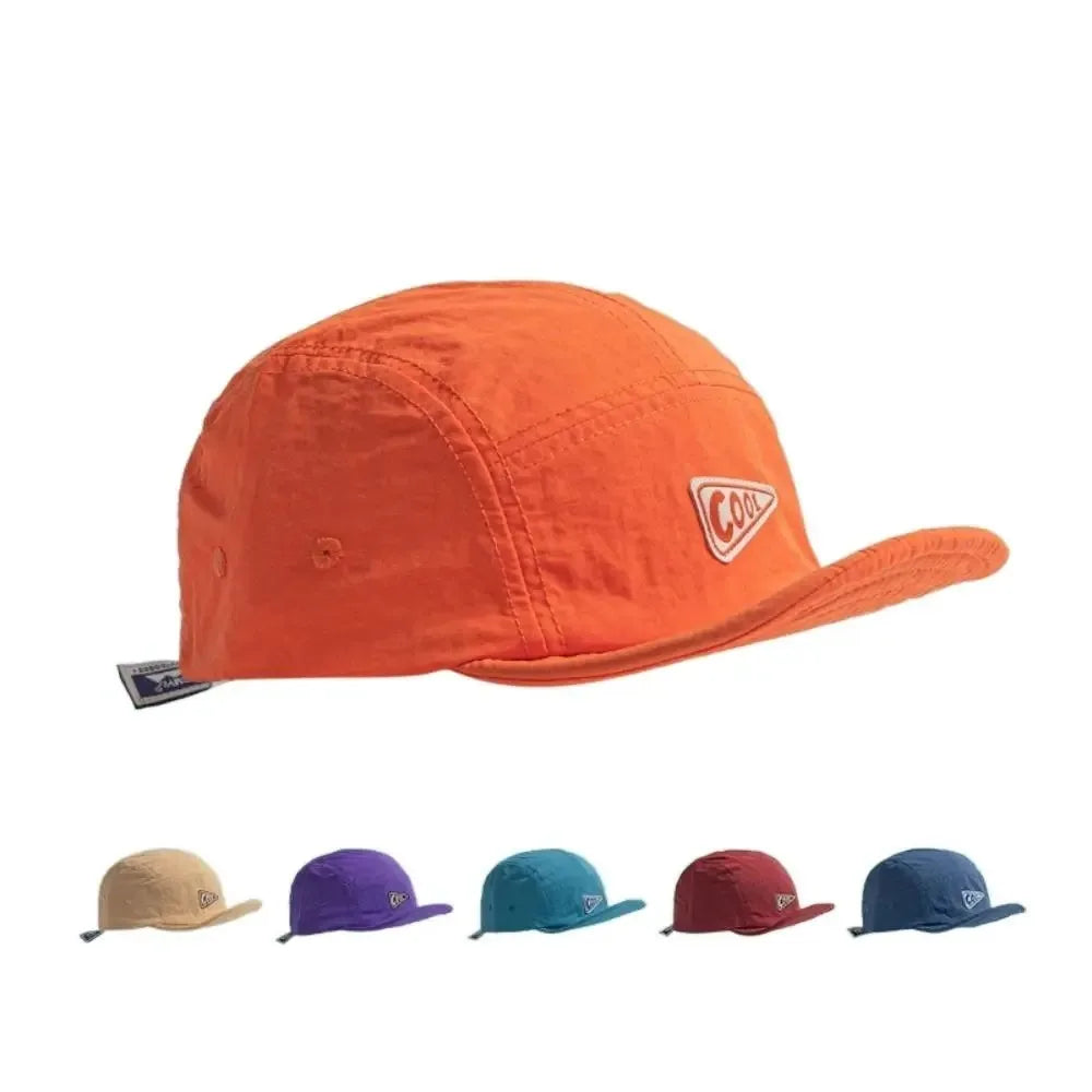 Unisex Vintage 5 Panel Embroidered Short Brim Cap | Quick Dry Hat