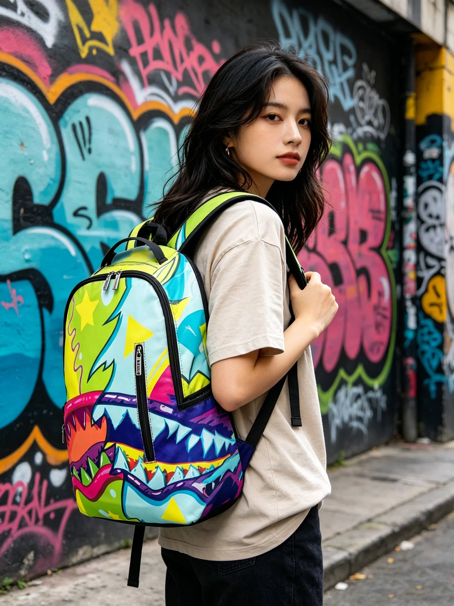 Trendy Street-Style Backpack | Large-Capacity Travel Bag