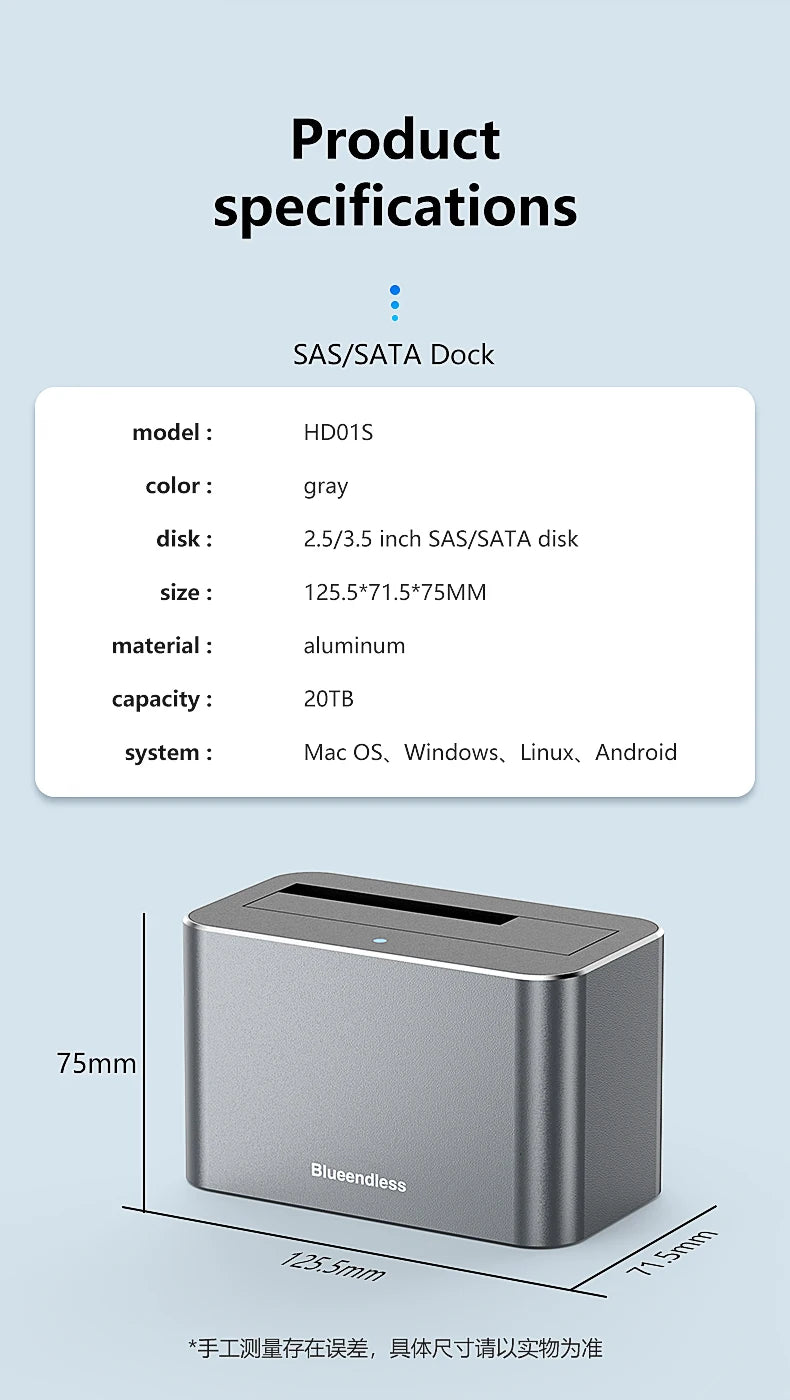 2.5/3.5 Inch SAS/SATA Hard Disk External Case | USB 3.0 Docking Station