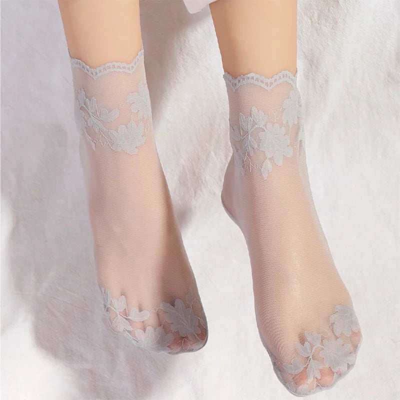 Women's Summer Lace Short Socks | Mesh Invisible Ankle Socks