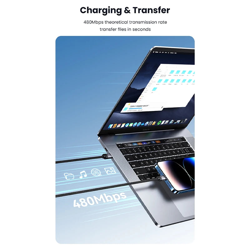 Magnetic Braided USB Type-C Car Charging Cable - 6A Data Transfer