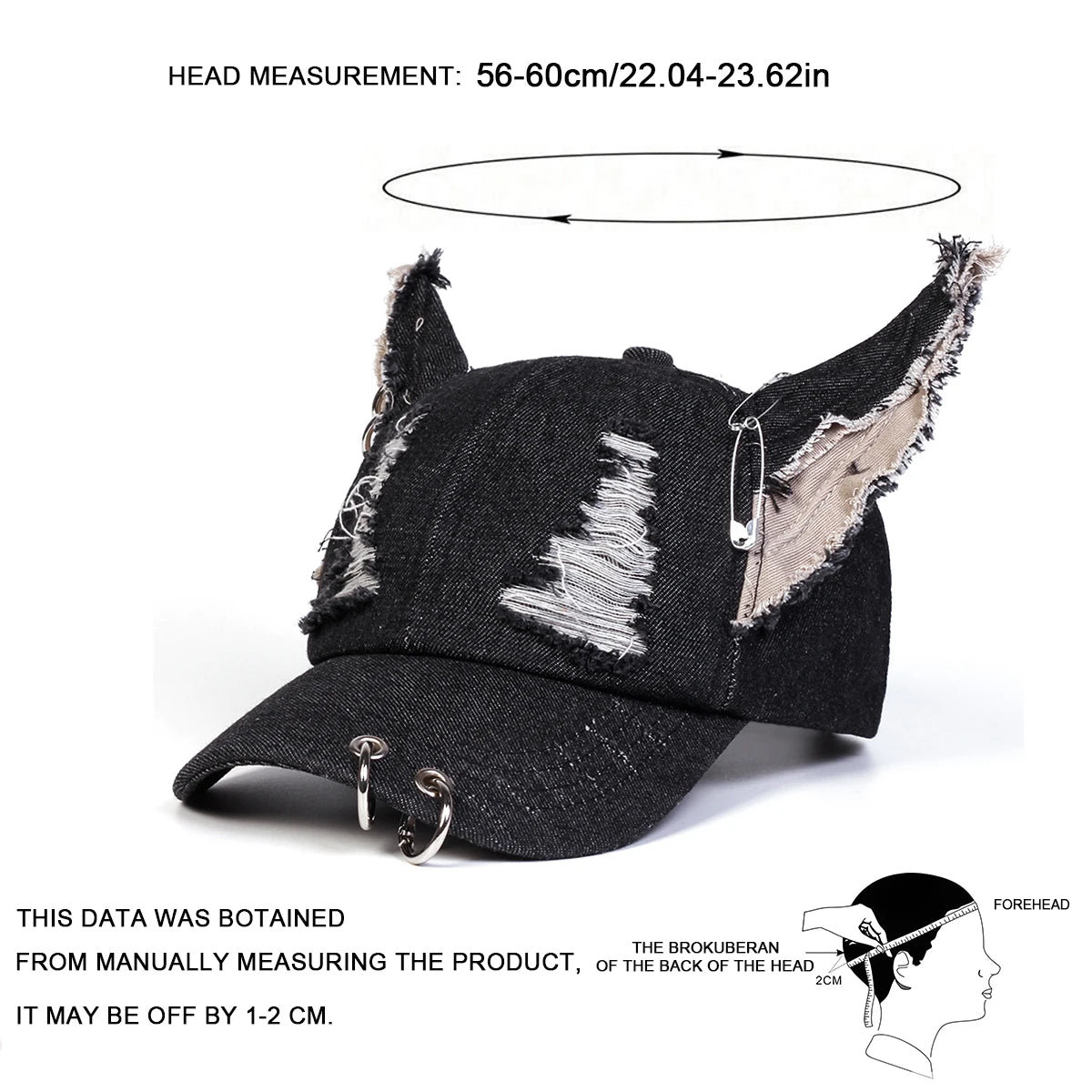 Gorra de béisbol de vaquero unisex con bonito diseño de orejas | Gorra casual ajustable