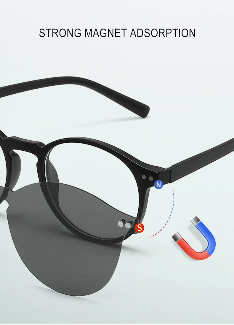 Custom Myopia Glasses with Polarized Clips | Stylish Vision Solution