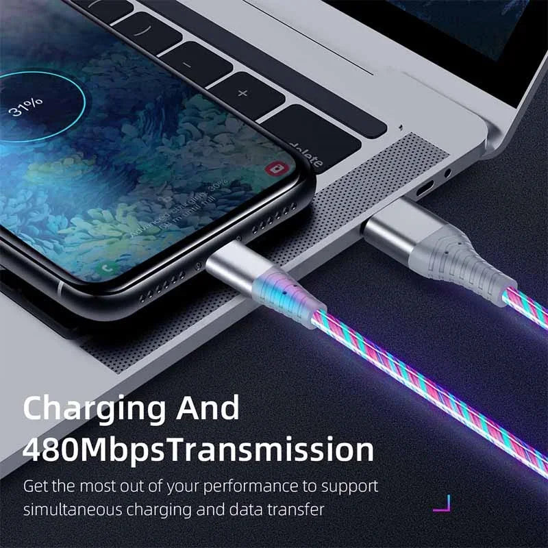Glowing LED Fast Charging Data Cord | Type C & Micro USB Cable