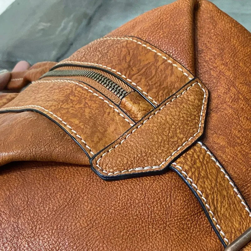 Retro Multi-Functional Vintage Backpack | Large Capacity Leather Bag