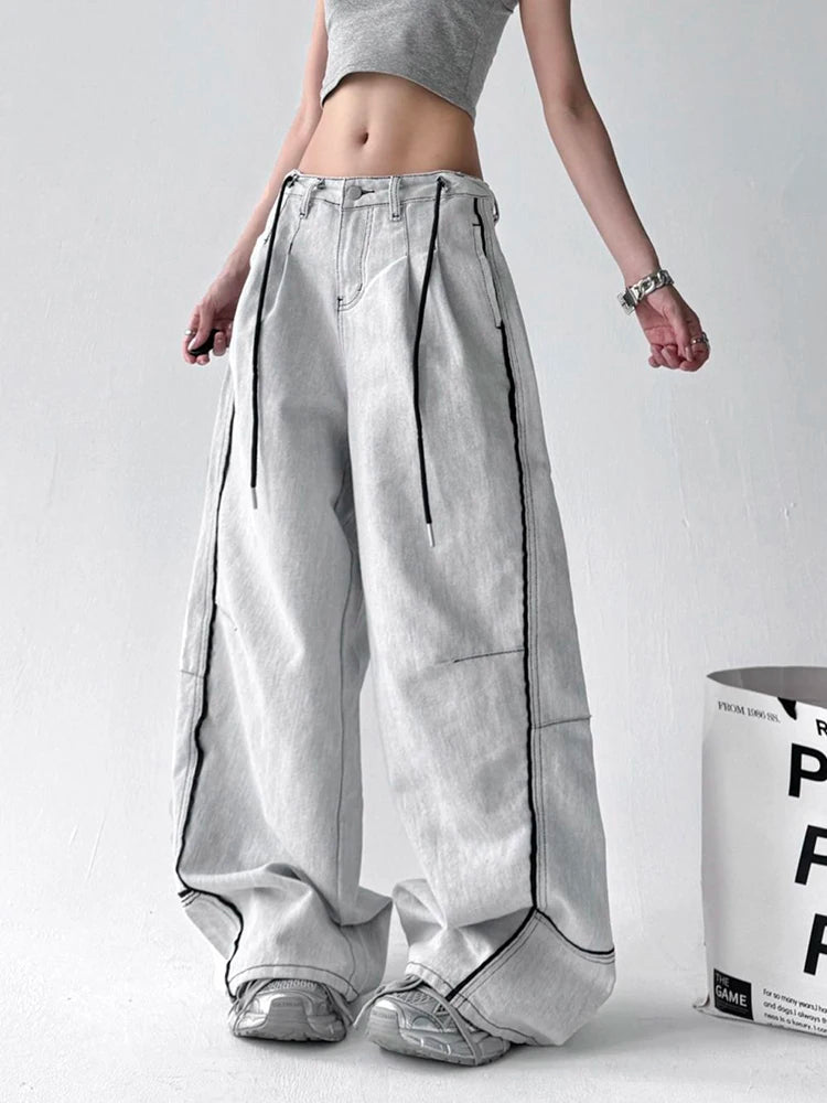 Vintage Wide Leg Denim Jeans for Women | Retro Streetwear Style 2026