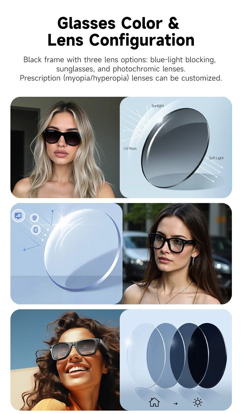 Multifunctional Smart AI Camera Glasses | 4K Recording & Translation