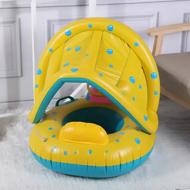 Inflatable Baby Swimming Ring with Parasol | Safe Pool Float