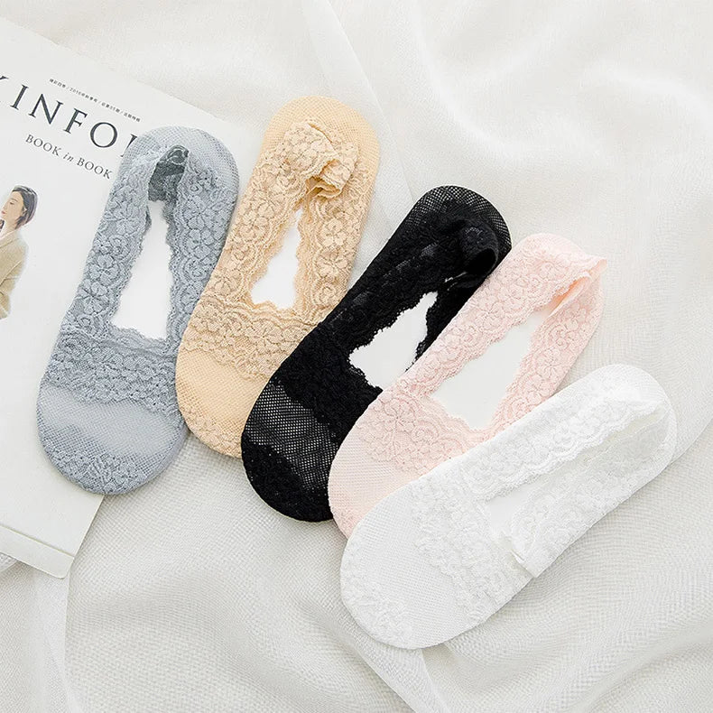 Women's Lace Invisible Ankle Socks | Chic No-Show Comfort