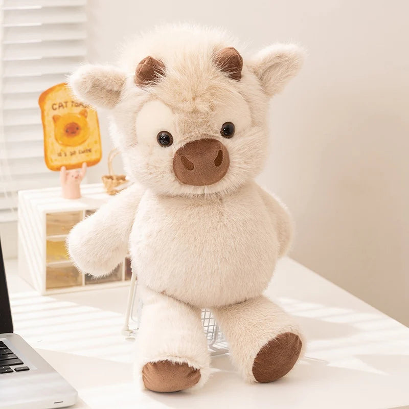 Adorable Highland Cattle Plush Toy | Huggable Running Cow Stuffed Animal